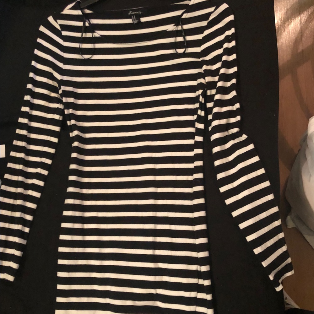 Black n white stripped long sleeve dress